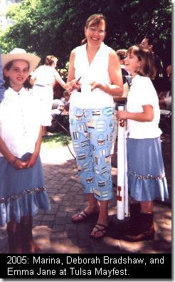 Marina, Deborah Bradshaw, and Emma Jane at the 2005 Tulsa Mayfest. (c) The Pendleton Family Fiddlers