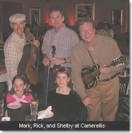 Mark, Rick, and Shelby at Camerellis. (c) The Pendleton Family Fiddlers